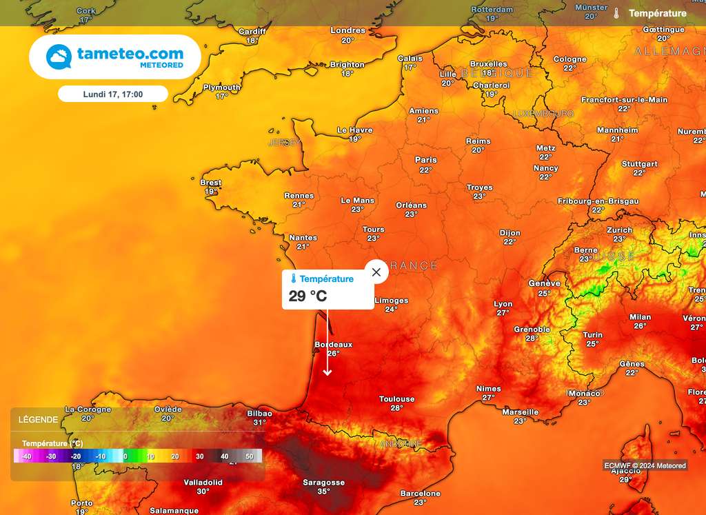Dans un premier temps, seule la moitié sud aura de la chaleur lundi. Dans un premier temps, seule la moitié sud aura de la chaleur lundi.