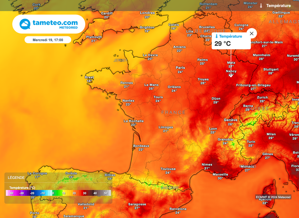 On pourra parler de fortes chaleurs en direction de la Lorraine. On pourra parler de fortes chaleurs en direction de la Lorraine.