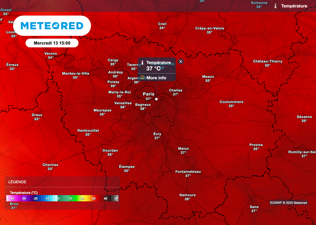 Jusqu'à 37 degrés demain après-midi à Paris avant l'arrivée des orages !