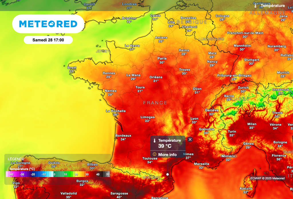 Près de 40°C cet après-midi près de la Méditerranée.