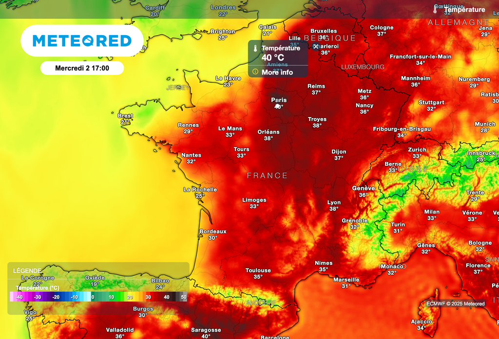 40°C à Paris mercredi prochain !