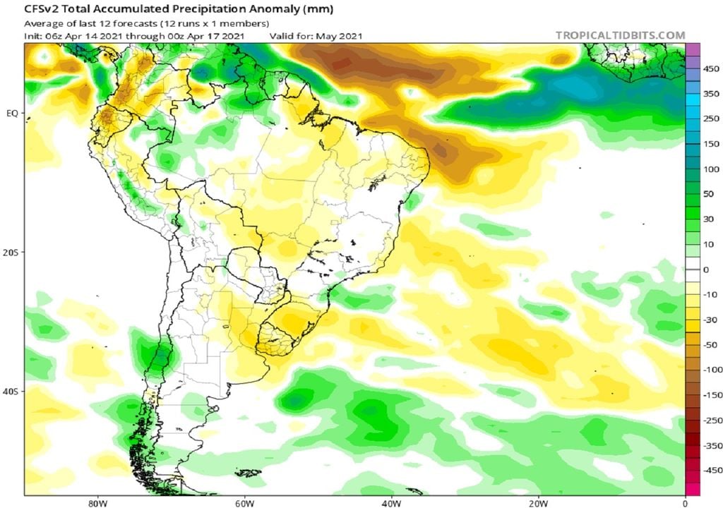 Anomalia de precipitação mês de maio Anomalia de precipitação mês de maio
