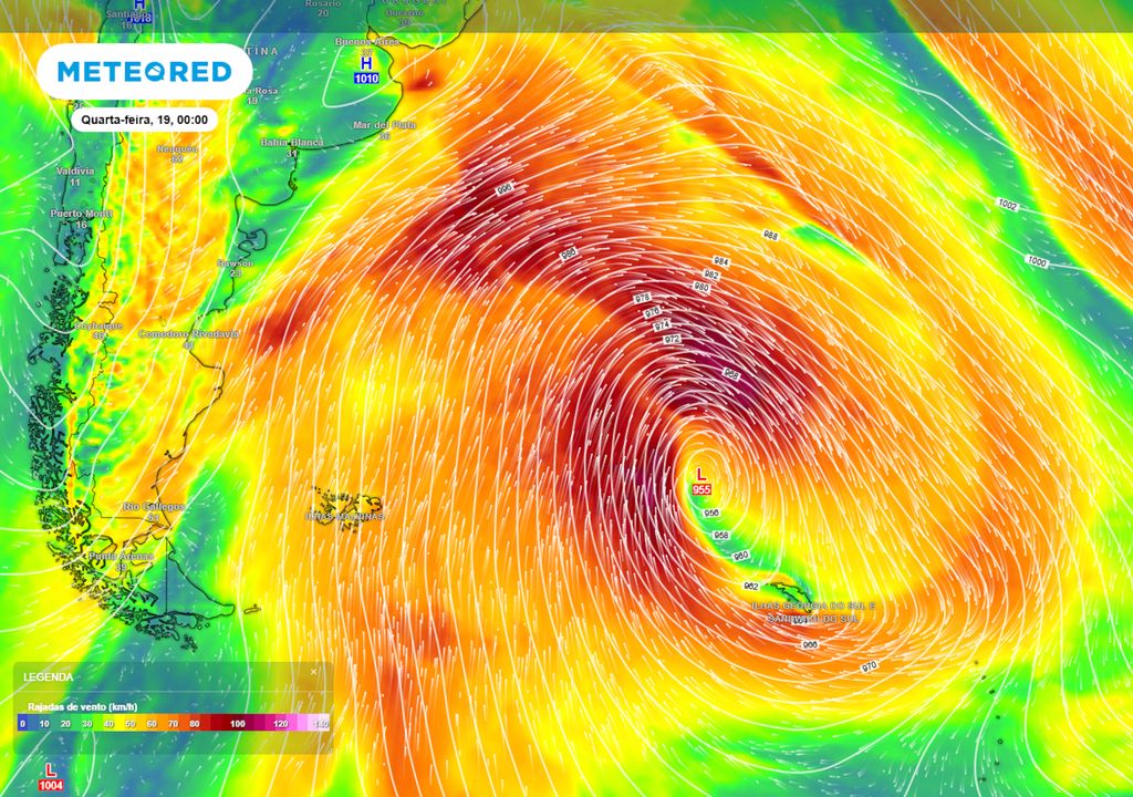 Previsão de pressão e rajadas de vento no início da quarta-feira.
