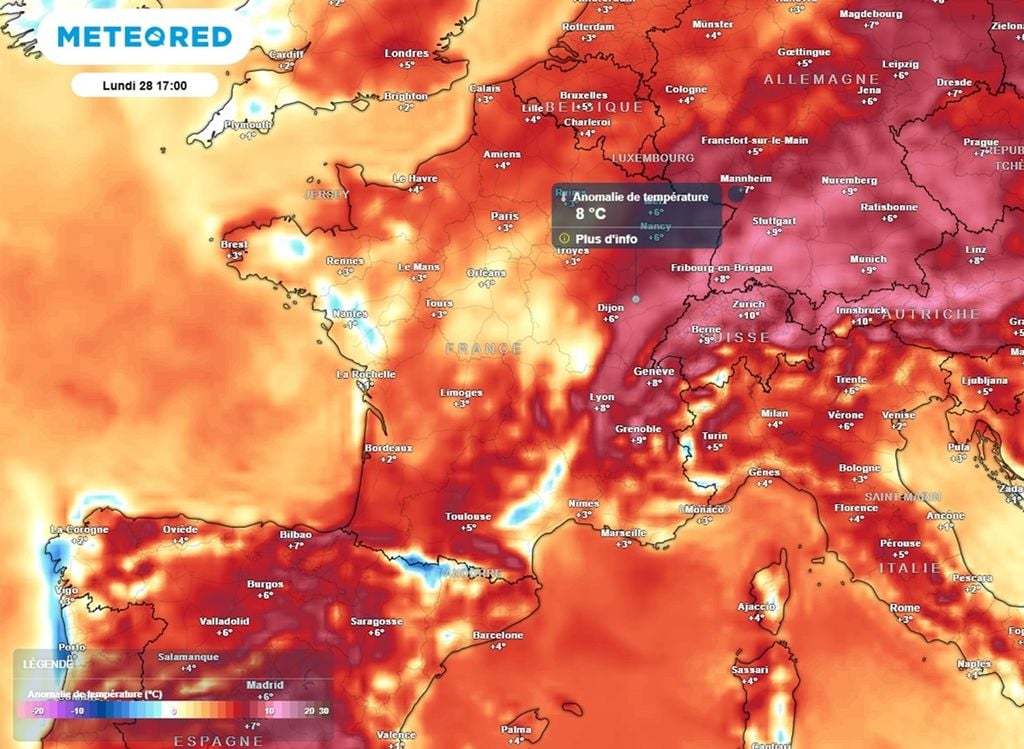 En début de semaine prochaine, le mercure baissera par l'ouest tandis que la chaleur résistera plus à l'est.