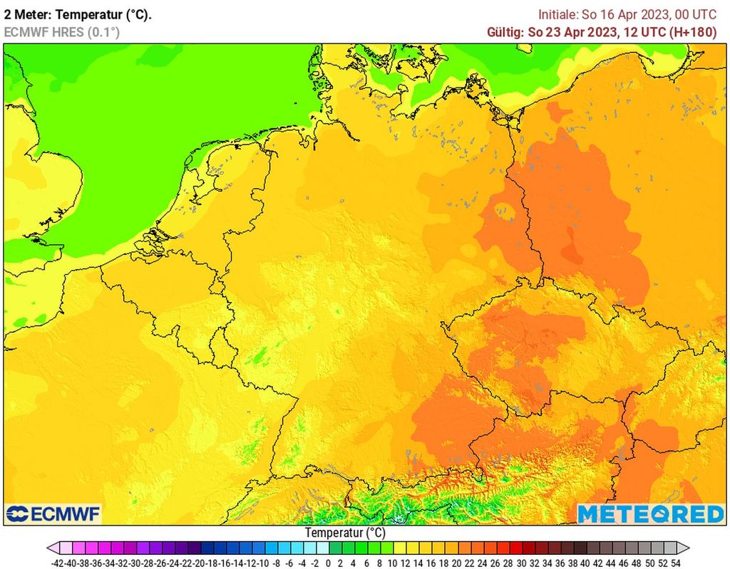 temperaturen, april, 20 grad