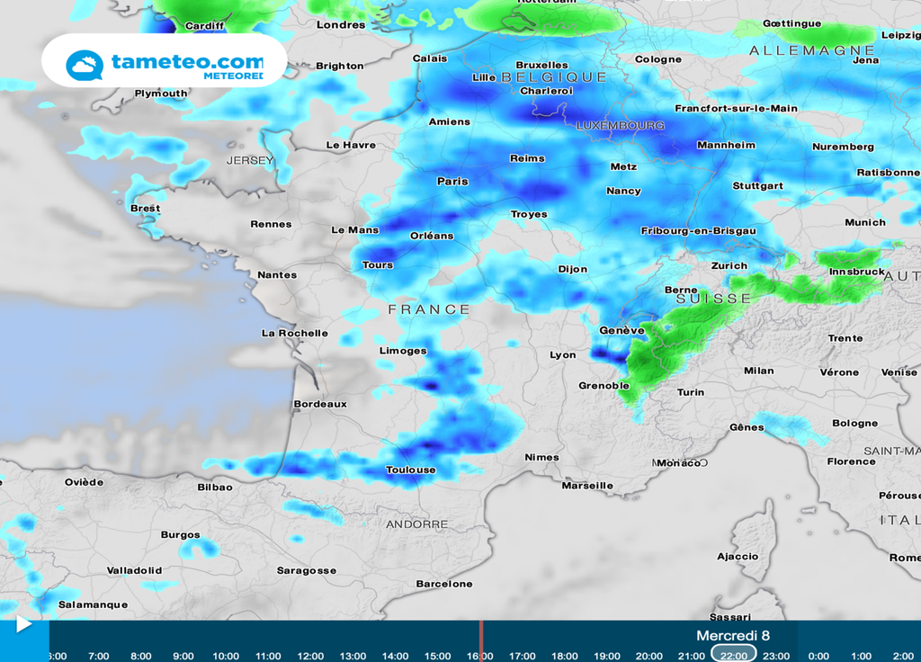 De nouvelles pluies vont intéresser une bonne partie de la France ce mercredi. De nouvelles pluies vont intéresser une bonne partie de la France ce mercredi.