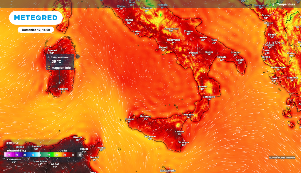 Ecco le temperature massime previste al Sud Italia Fino a 40°C in Sardegna, ma tutto il Sud registrerà temperature altissime