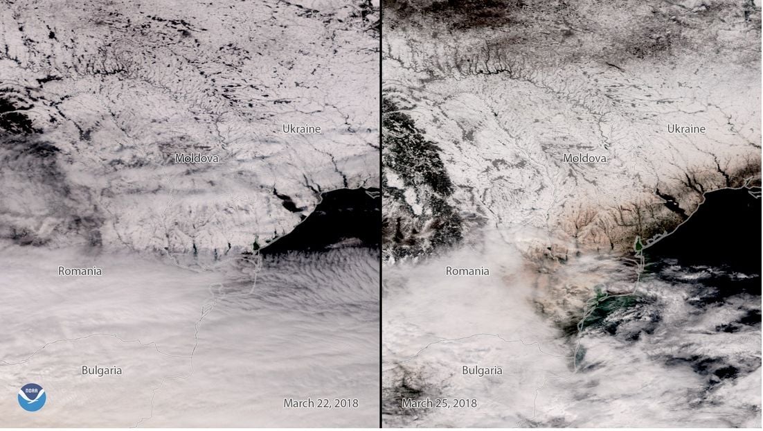 Polvo Y Arena Del Sahara Sobre La Nieve De Europa Del Este