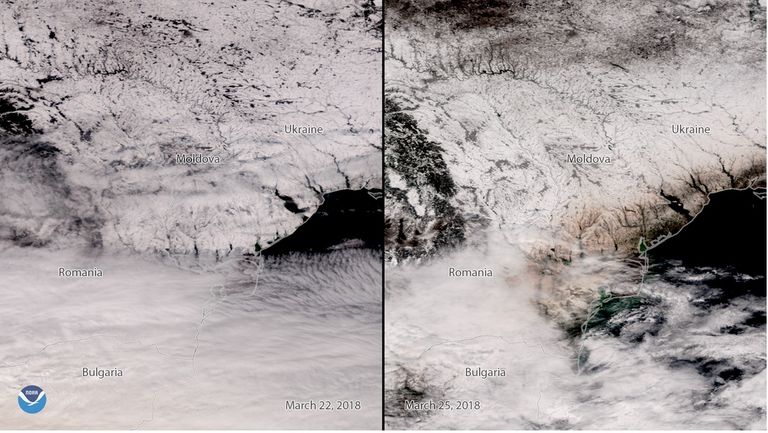 Polvo Y Arena Del Sahara Sobre La Nieve De Europa Del Este Polvo Y Arena Del Sahara Sobre La Nieve De Europa Del Este