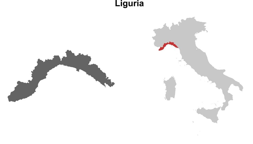 La caratteristica forma a mezzaluna della Liguria, con un lato orientato a ovest e l'altro ad est.