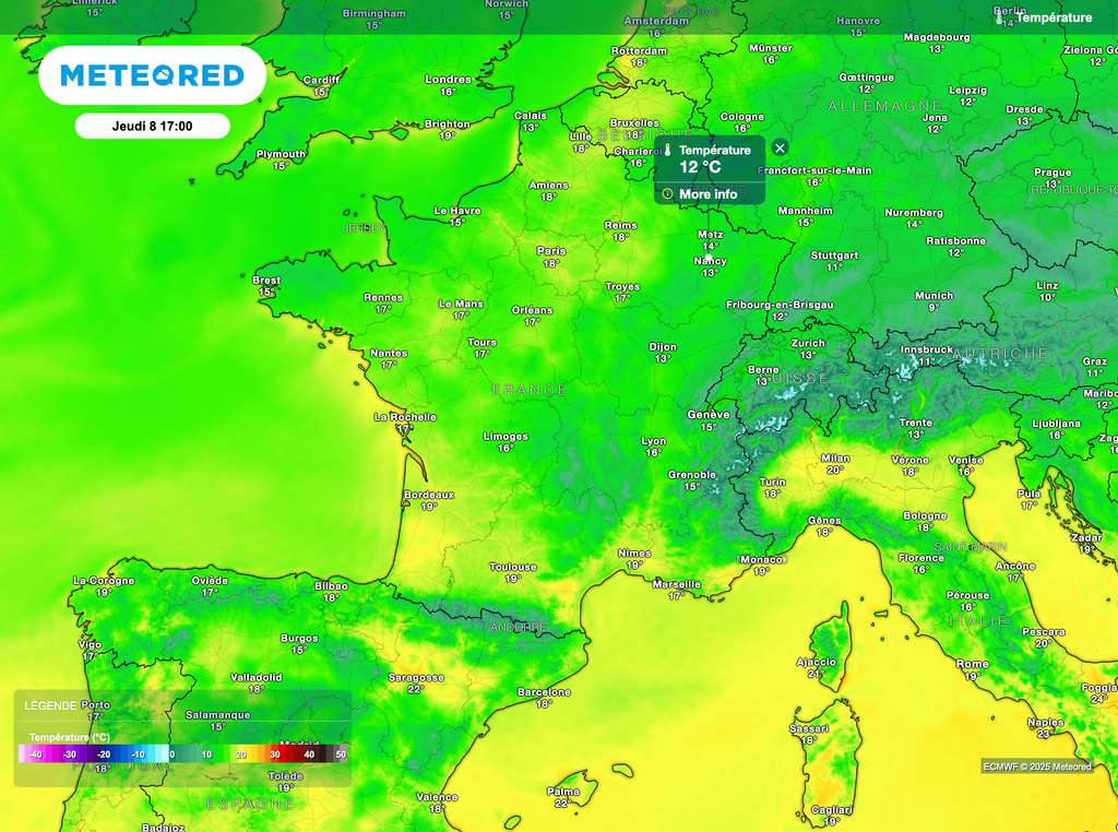 La fraîcheur pourra être localement assez marquée sous les averses dans le nord-est.