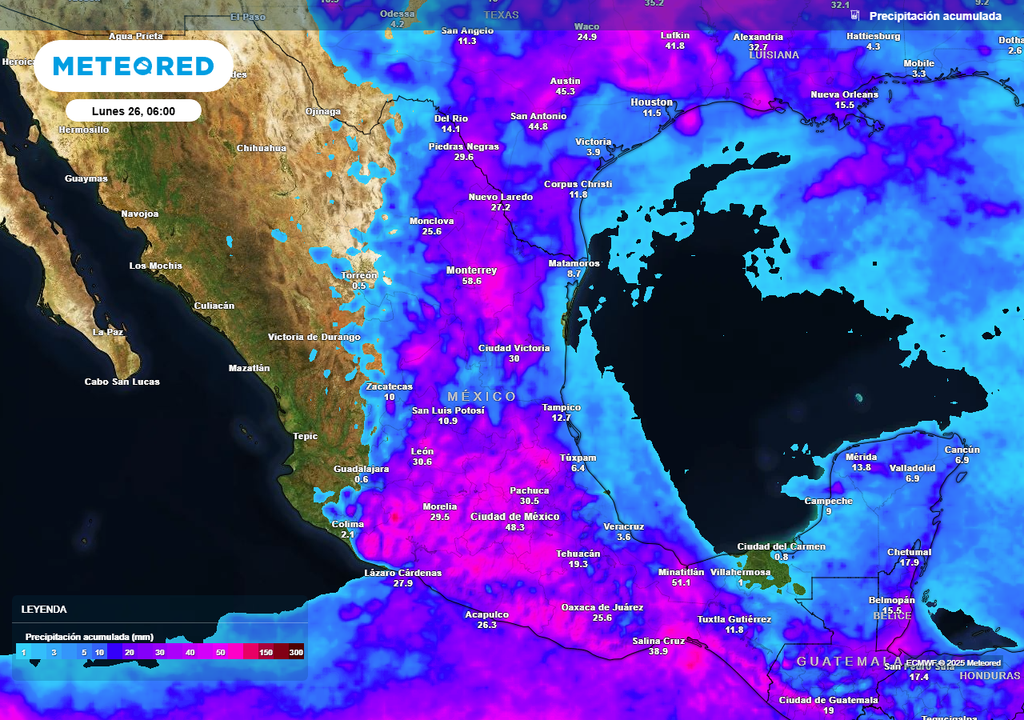 Acumulado de lluvias sectorizado Acumulado de lluvias sectorizado