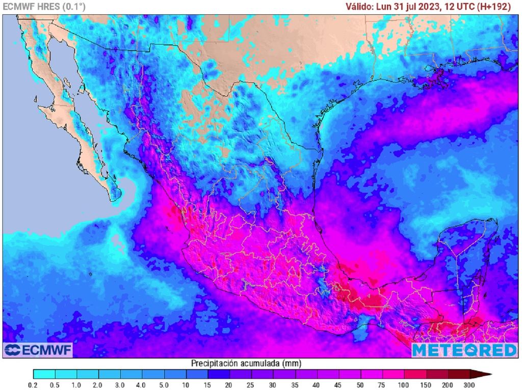 Modelo ECMWF - Lluvias acumuladas en milímetros