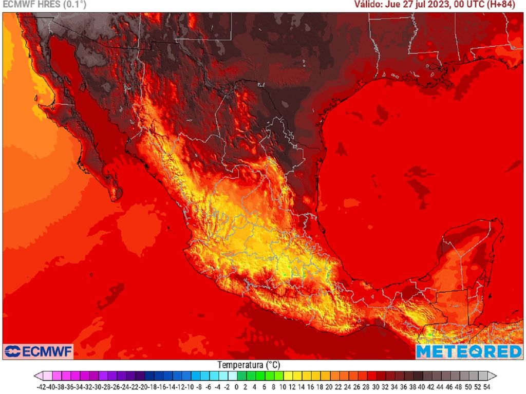 Modelo ECMWF - Temperaturas en grados Celsius