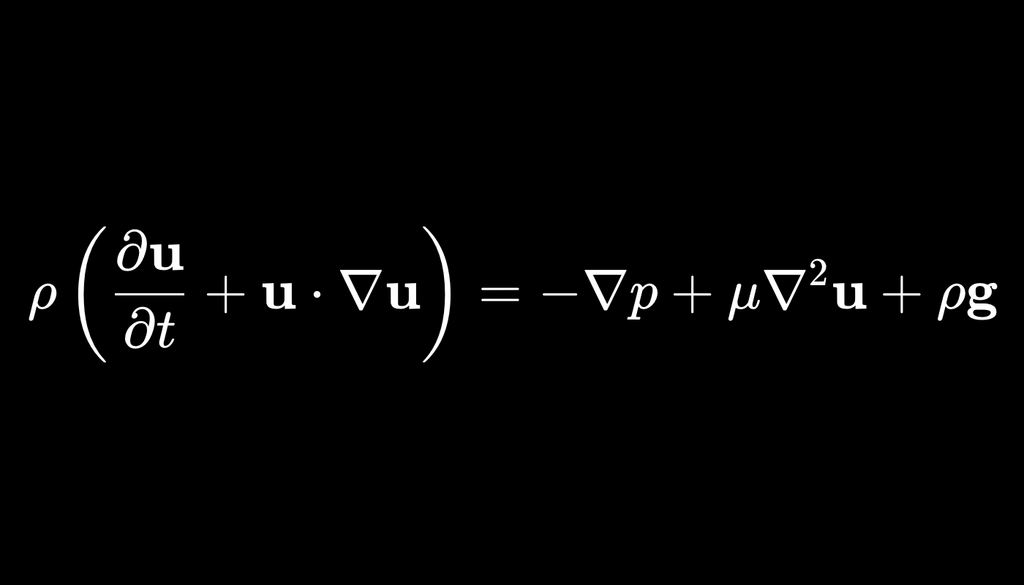 Esta é uma das formas das equações de Navier-Stokes, usada para descrever o movimento de um fluido incompressível e newtoniano. Esta é uma das formas das equações de Navier-Stokes, usada para descrever o movimento de um fluido incompressível e newtoniano.