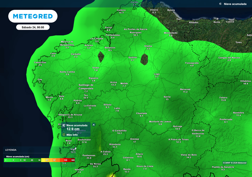 A pesar de que los modelos continúan mostrando nieve, cabe recordar que es altamente posible que estén detectando otros hidrometeoros como granizo, aguanieve o nieve granulada.