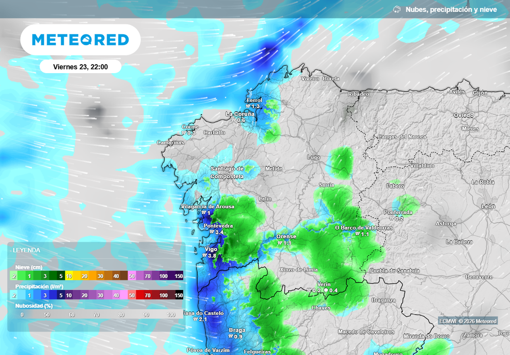 Aunque la nieve se quedará cerca de la costa en Galicia, será muy complicado verla y más cuajando en las playas.