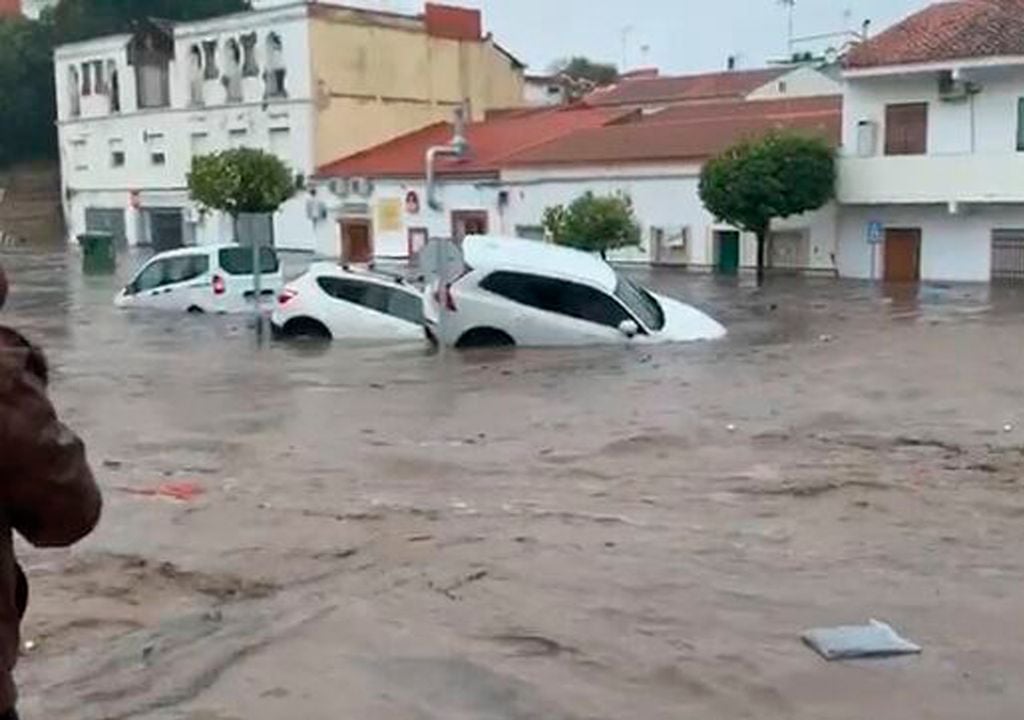 Calles inundadas en Nerva (Huelva)