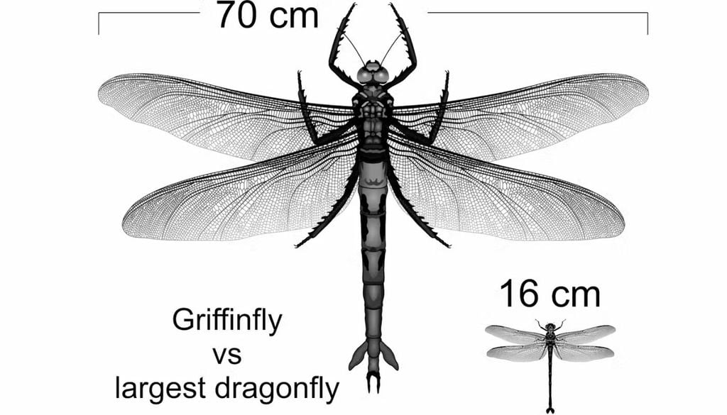 El estudio explica que incluso al comparar especies actuales con gigantes prehistóricos como Meganeuropsis permiana, el patrón se mantiene. Crédito de la imagen: Universidad de Pretoria.