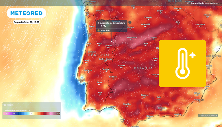 Portugal com temperaturas at&eacute; 26 &ordm;C esta semana: ECMWF prev&ecirc; valores at&eacute; 7 &ordm;C acima da m&eacute;dia