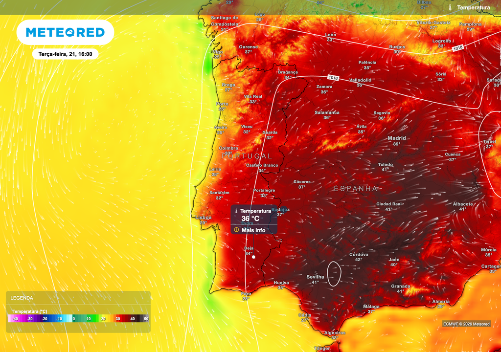 A terça-feira marcará o início de um novo episódio de calor em Portugal, com o interior a aquecer de forma mais expressiva do que o litoral, onde a nortada continuará a limitar a subida das temperaturas.