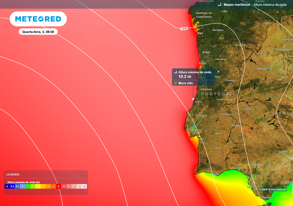 Mapa marítimo: Altura máxima da onda