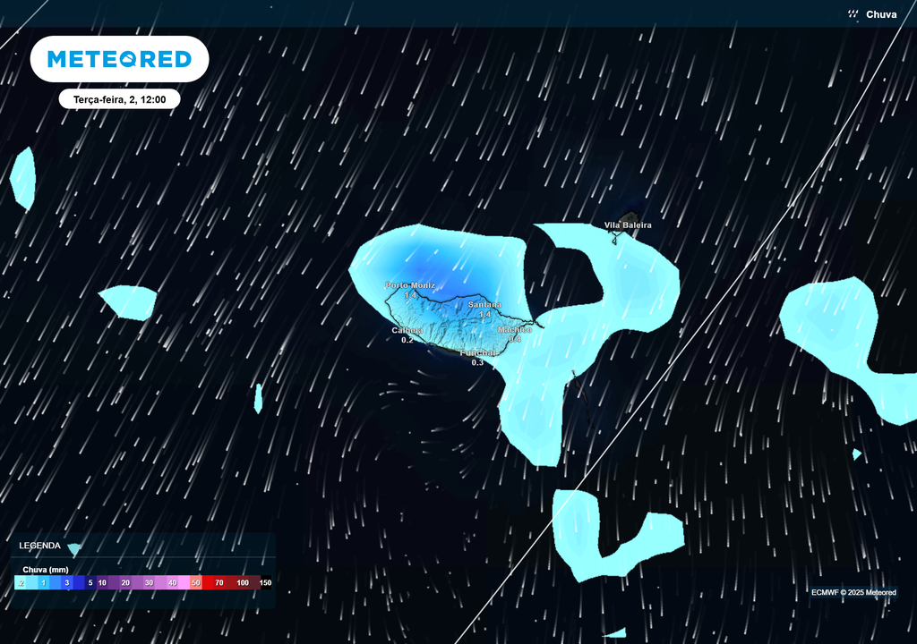 Mapa atmosférico: Chuva