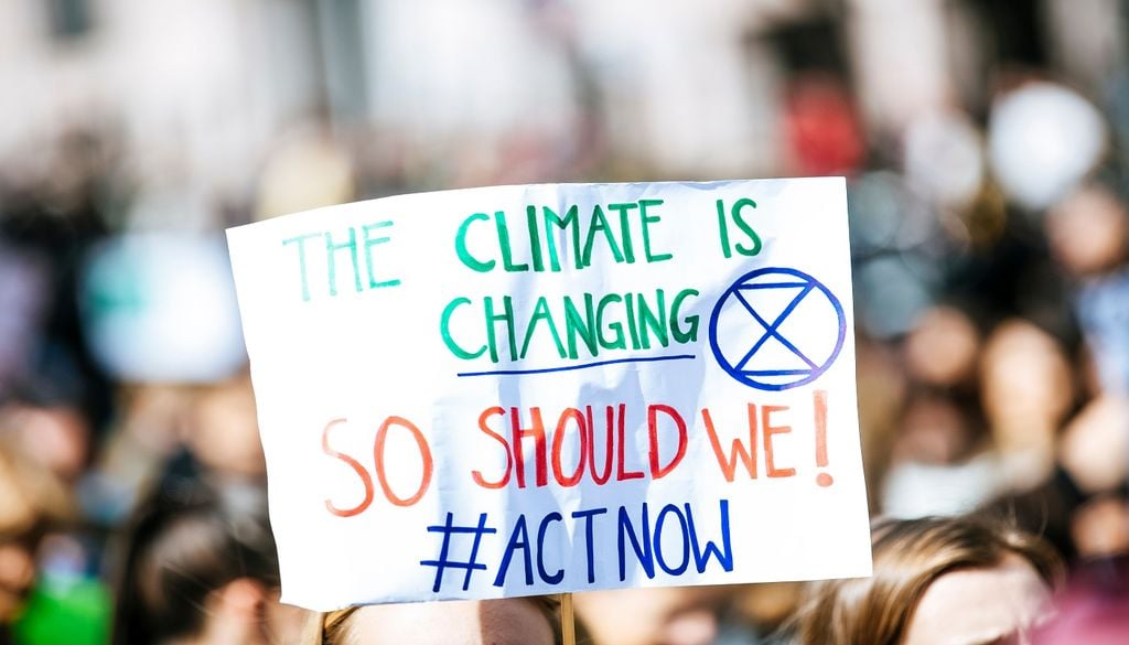 Cartaz num protesto ambiental A educação para participação cívica é a vertente menos desenvolvida dos programas de sensibilização ambiental em Portugal. Foto: domínio público, Pexels