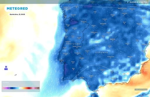 Portugal poder&aacute; registar temperaturas at&eacute; 6 &ordm;C abaixo da m&eacute;dia: ECMWF aponta quinta-feira como o dia mais frio