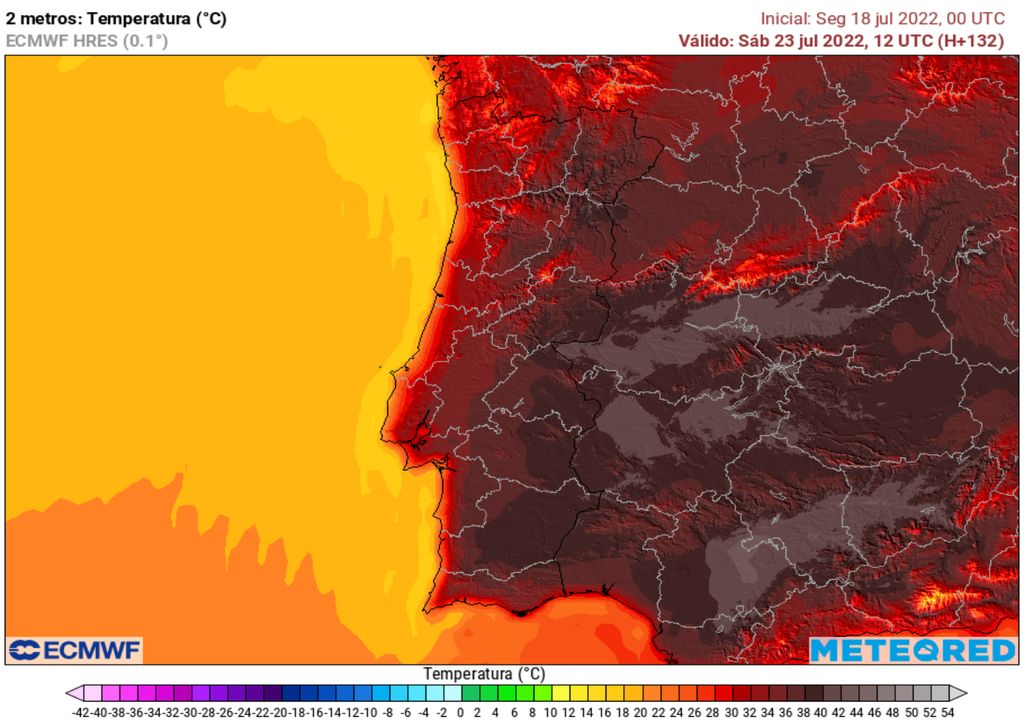 temperature map;  heat;  meteorology;  Portugal;  time