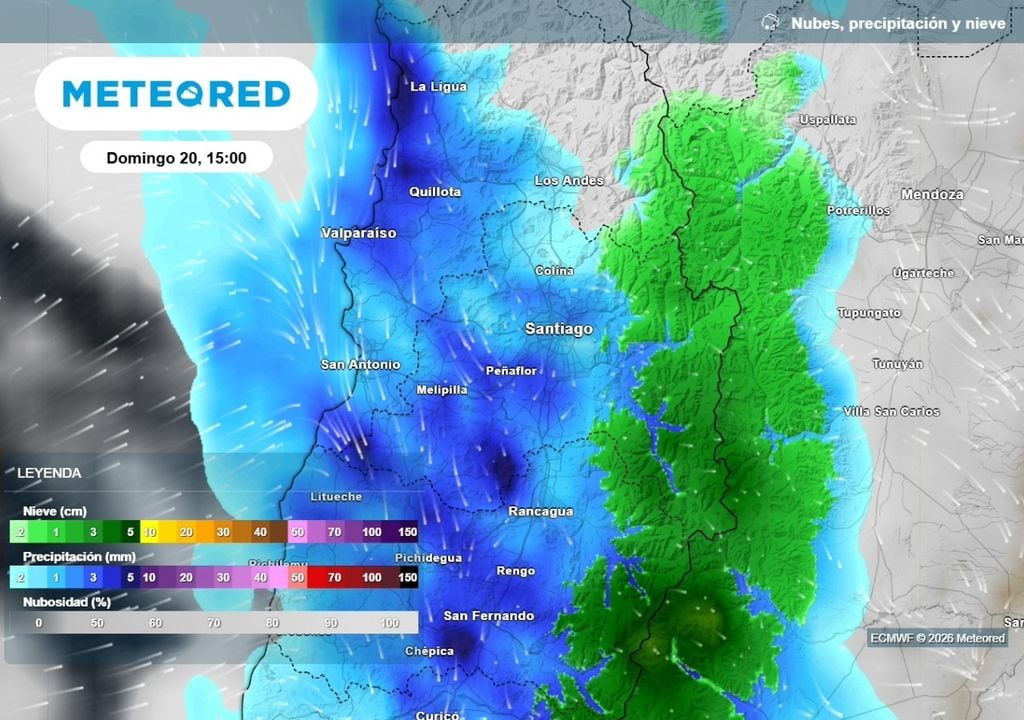 Precipitaciones En pocos días Santiago podría pasar de casi 30 °C en algunas zonas a recibir precipitaciones por el avance de un sistema frontal.
