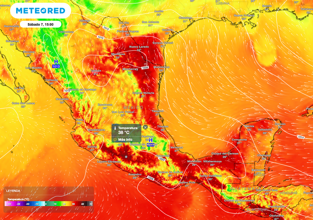 El calor mantiene su dominio en el Sur y Oriente. Se esperan temperaturas máximas superiores a los 35 °C y hasta 40 °C en zonas de Tabasco, sur de Veracruz, Michoacán, Oaxaca, Chiapas y Guerrero.