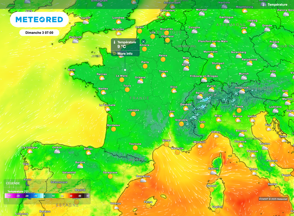 Une matinée au ressenti parfois automnal côté températures notamment sur la moitié nord ! Une matinée au ressenti parfois automnal côté températures notamment sur la moitié nord !