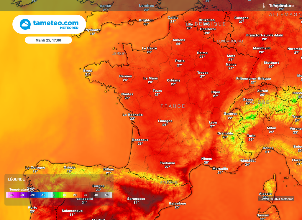 Les températures pour le début de semaine prochaine s'annoncent chaudes et parfois lourdes. Les températures pour le début de semaine prochaine s'annoncent chaudes et parfois lourdes.