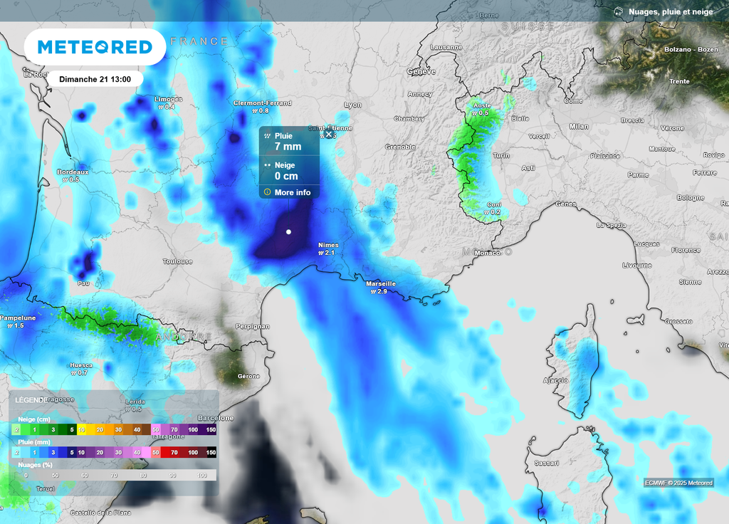 Précipitations dimanche 13h Précipitations dimanche 13h