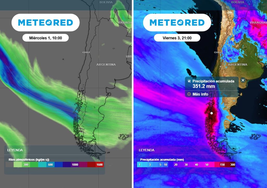 mapa de río atmosférico y precipitación acumulada mapa de río atmosférico y precipitación acumulada