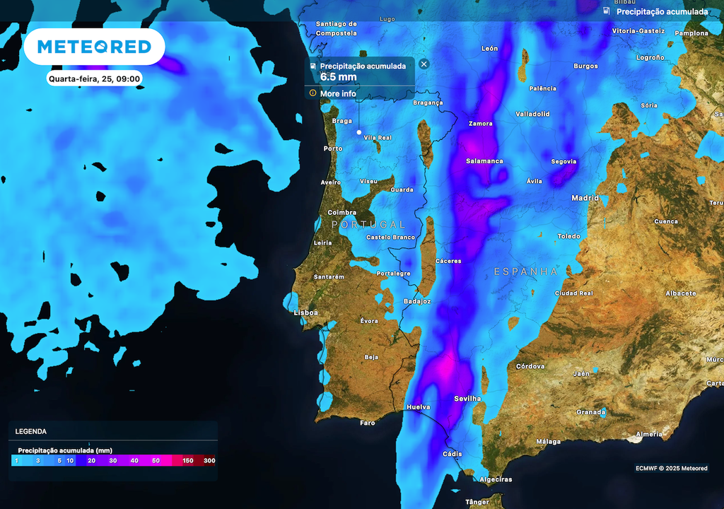 Semana inicia com precipitação no Norte e Centro de Portugal, mas não se espera que os valores acumulados ultrapassem os 7 mm. Semana inicia com precipitação no Norte e Centro de Portugal, mas não se espera que os valores acumulados ultrapassem os 7 mm.
