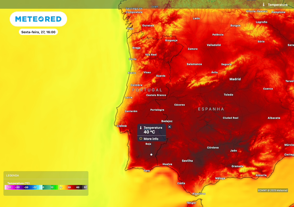 Temperaturas máximas acima dos 40 ºC a partir de sexta-feira Temperaturas máximas acima dos 40 ºC a partir de sexta-feira