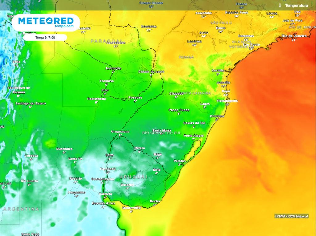 temperatura, Sul do Brasil