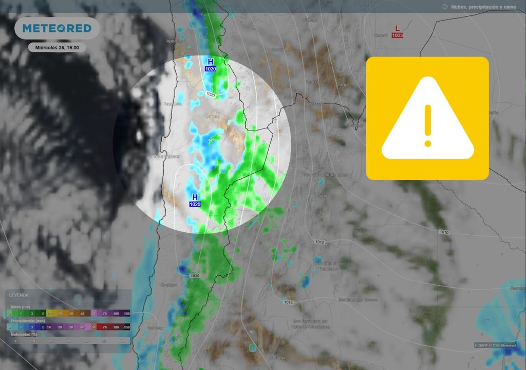 pronóstico de precipitaciones y símbolo de advertencia