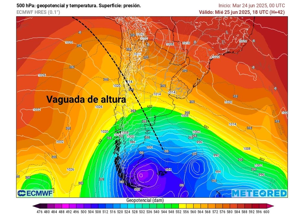 carta de 500 hPa pronosticada