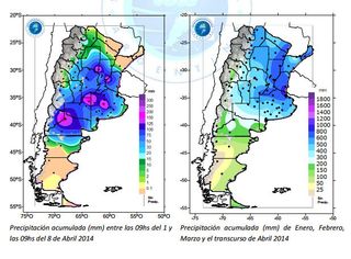 Precipitaciones ocurridas sobre el territorio argentino (Servicio Meteorológico Nacional - Argentina)