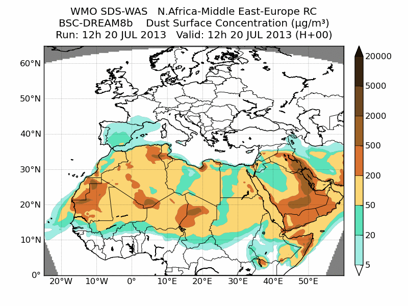 Predicción de polvo atmosférico
