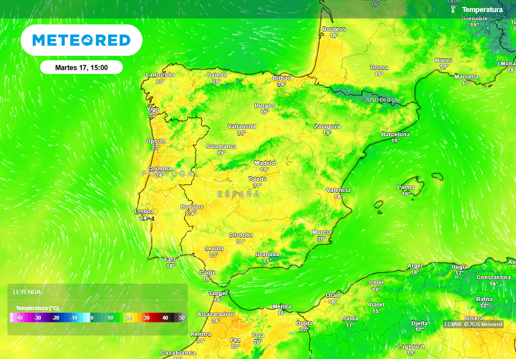 Se espera un ambiente muy suave en las horas centrales, con valores que rondarán o superarán los 20 ºC en amplias zonas.