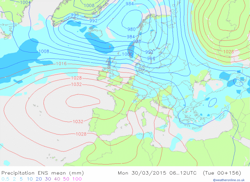 Idem que en el caso anterior pero referida a la precipitación "media" del modelo GFS-ENS.