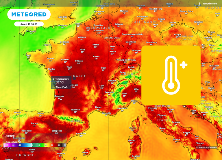Premier jour de canicule ce jeudi : d&eacute;j&agrave; 35&deg;C ou plus sur un tiers de la France, dont 18 grandes villes
