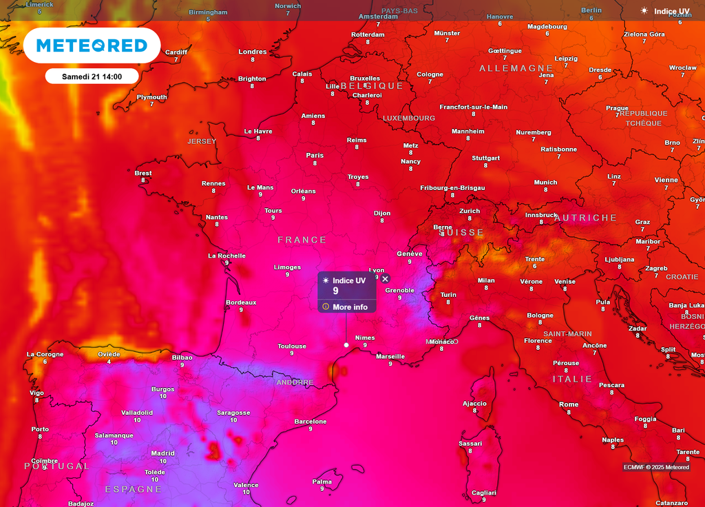 Indice UV samedi après-midi Indice UV samedi après-midi