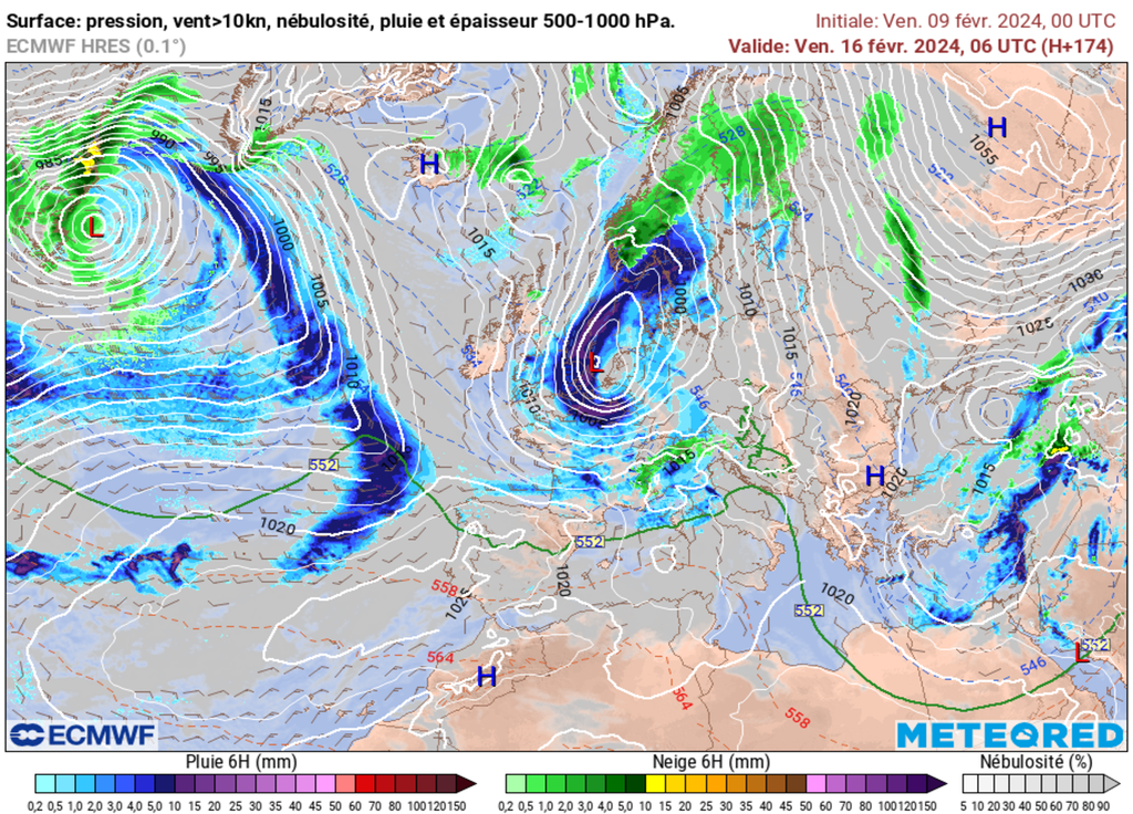 Selon le modèle européen ECMWF, de vigoureuses dépressions pourraient apporter leur lot de pluie. Selon le modèle européen ECMWF, de vigoureuses dépressions pourraient apporter leur lot de pluie.