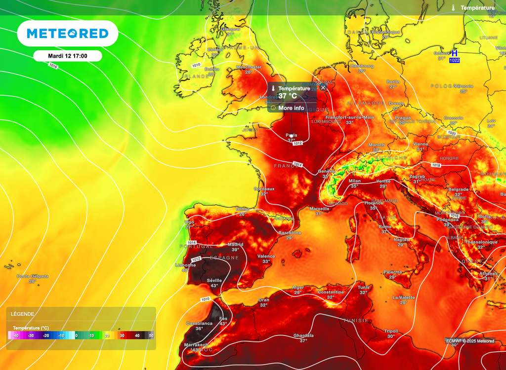 Une chaleur forte à très forte bien présente en début de semaine sur quasiment toute la France.