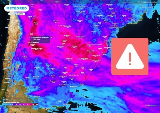 Preocupaci&oacute;n por lluvias muy excesivas de 100 a 250 mm en el norte argentino en lo que resta de este 2025